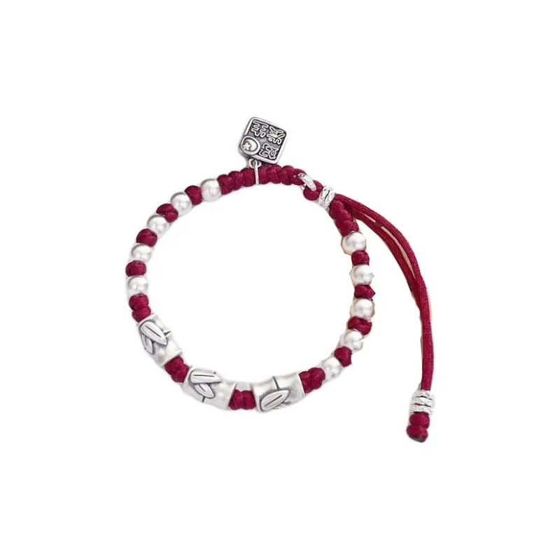 Stone Edge Poly Foot Silver Bracelet 999 Fine Silver Unisex-0