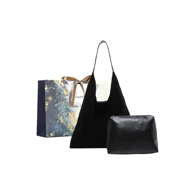 Iman's House Suede With PU Coating Shoulder Bag Women's Black/Coffee/Brown/Leopard Print-0