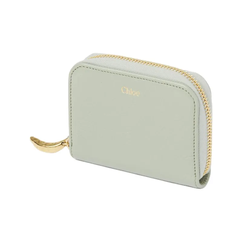 Chloe Bright Grain Calfskin Coin Purse Regular Women's Seaweed Green-1