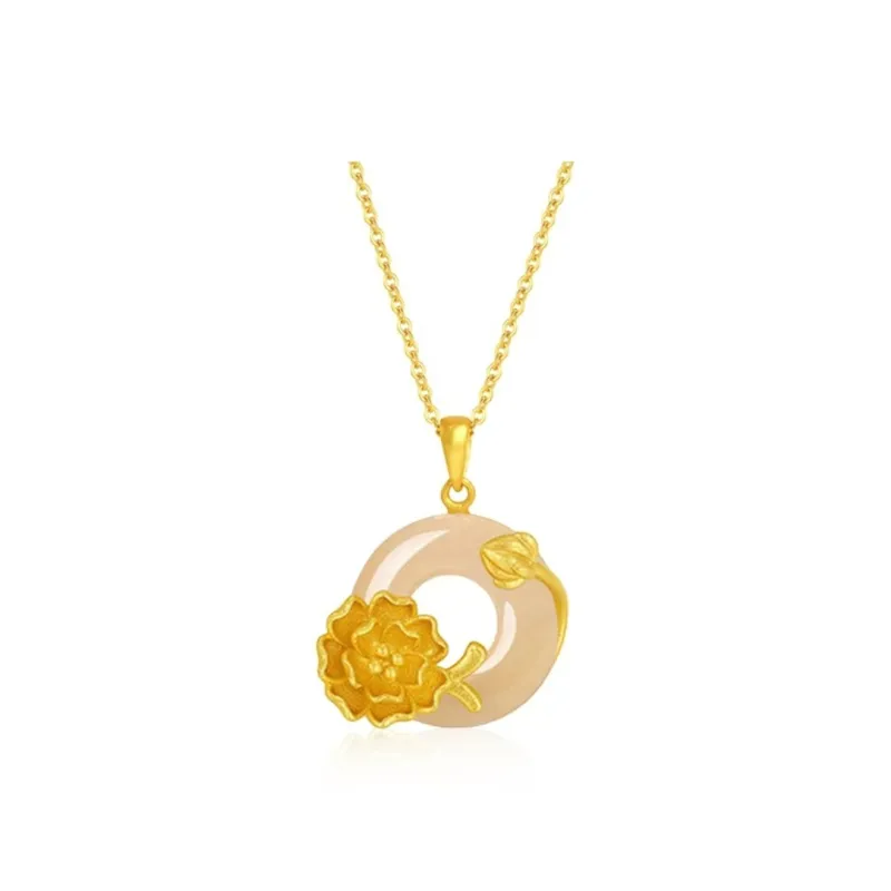 Atsuyama Natural Chalcedony Peace Buckle Necklace Unisex-13