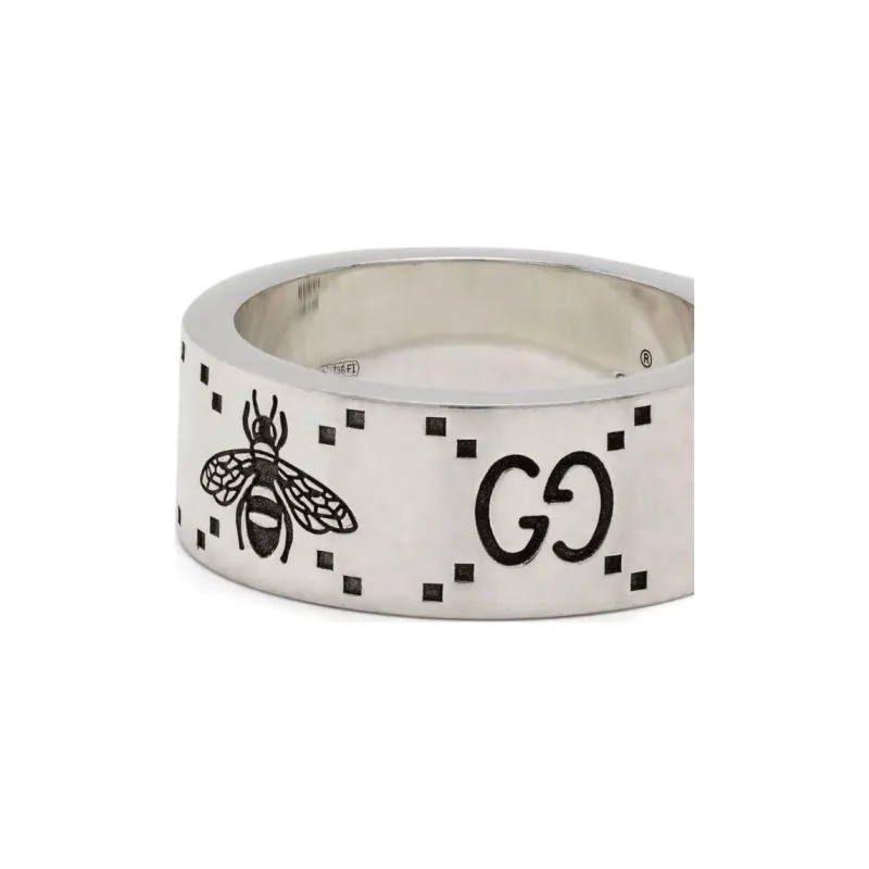 GUCCI Interlocking G And Bee Engraved Ring-2