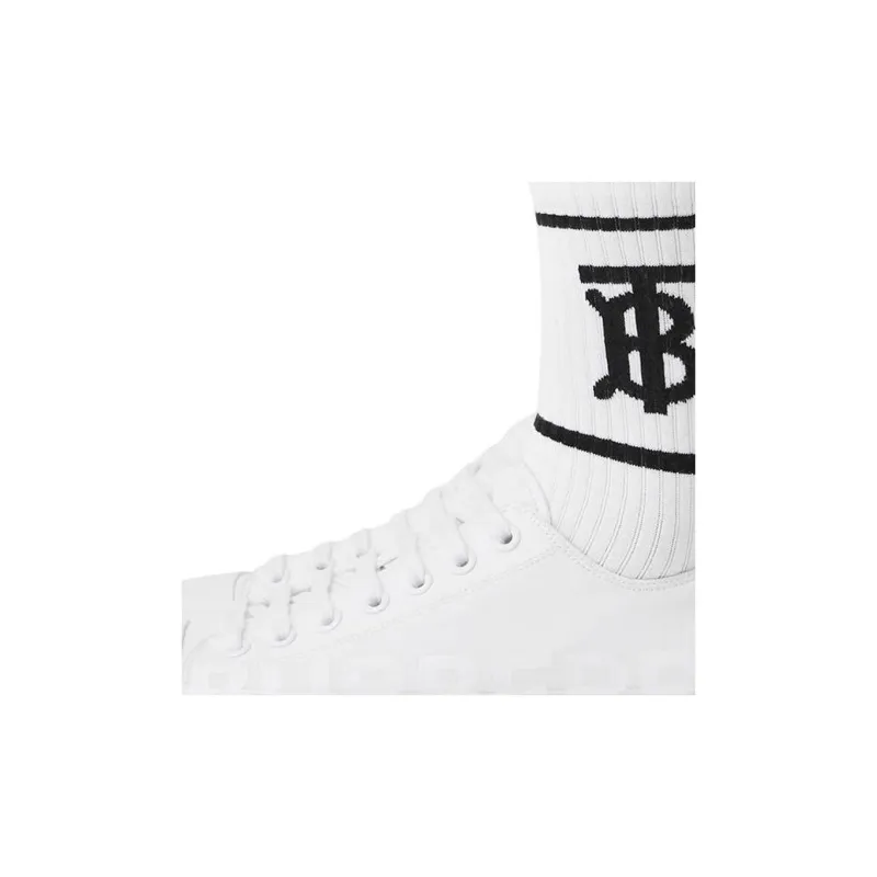 Burberry FW23 Knee High Socks Men's 1 Pack White-4