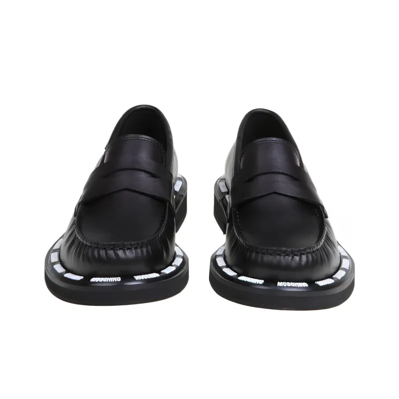 MOSCHINO Contrasting Logo-trim Loafers-4