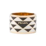 PRADA Enamel Metal Rings Women's White Black