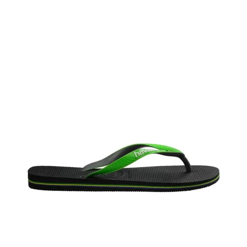 Havaianas Brasil Mi Rubber Sole Slip-Resistant Flip Flops Women's Black Green-1