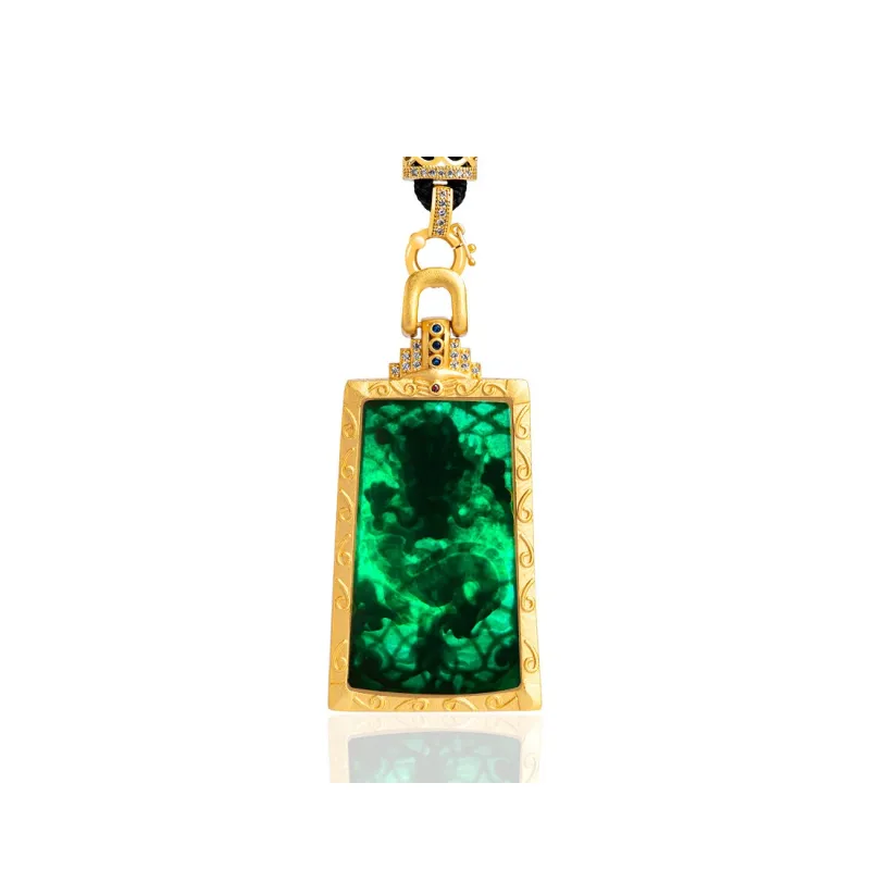 Artisan Lock Heart Jade Ice Glutinous Jadeite Necklaces Women's-4