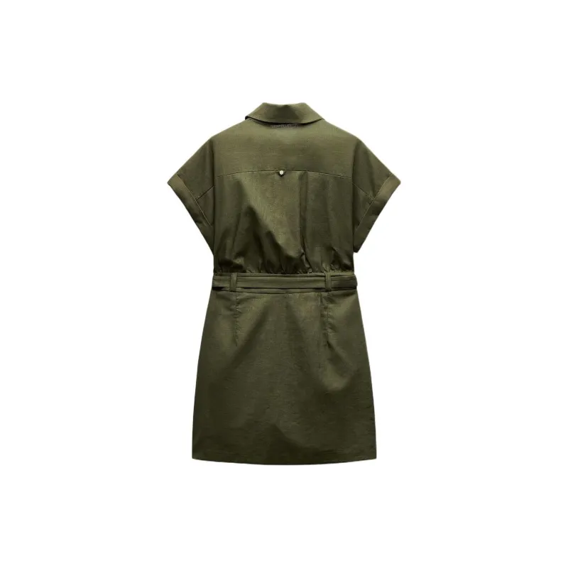 ZARA Short-Sleeved Dresses Women's Green-1
