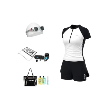 TOSWIM Swim Set Goddess 10 Piece Set Women's Primordial Black White