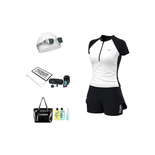 TOSWIM Swim Set Goddess 10 Piece Set Women's Primordial Black White