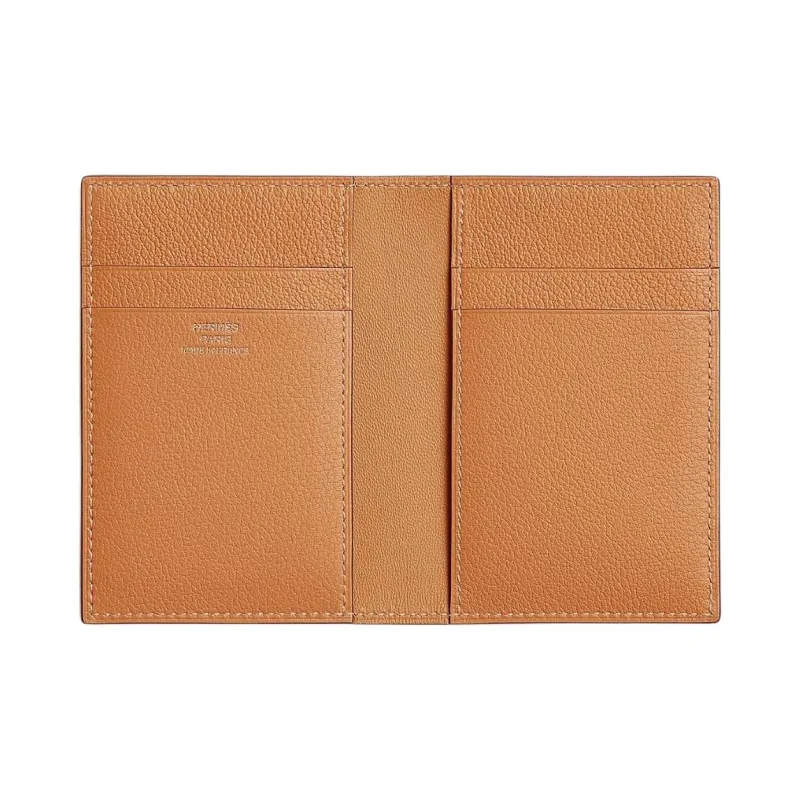 HERMES MC2 Cow Leather Card Clip Card Holder Men's Apricot-1