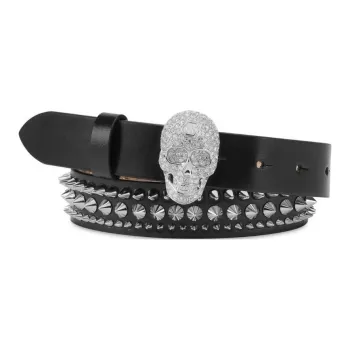 PHILIPP PLEIN Skull Buckle Leather Belt