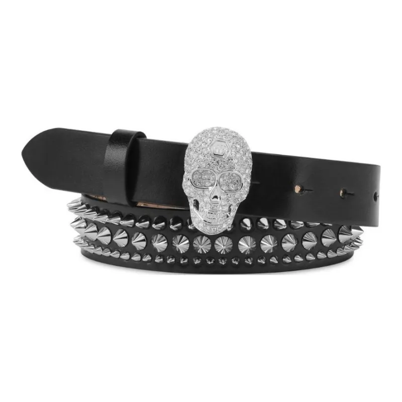 PHILIPP PLEIN Skull Buckle Leather Belt-0