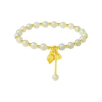 Zhou Jifeng Natural Hetian Jade Bracelet Pale Greenish White Jade Women's