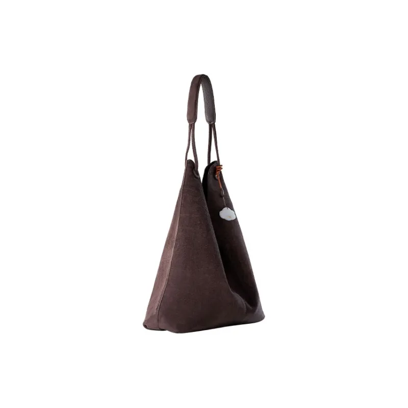 ANDFEEL Suede Leather Suede Tote Bag Shoulder Bag Large Size Women's Brown-2