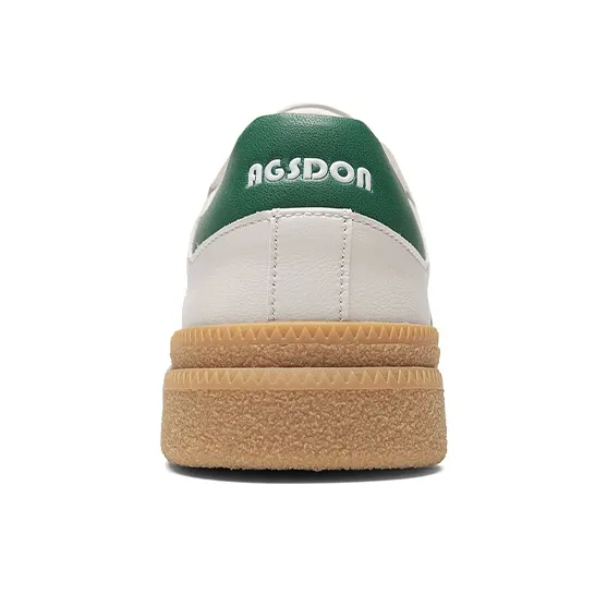 AGSDON Non-slip Lightweight Low-Top Skateboard Shoes Men's Beige Green-2