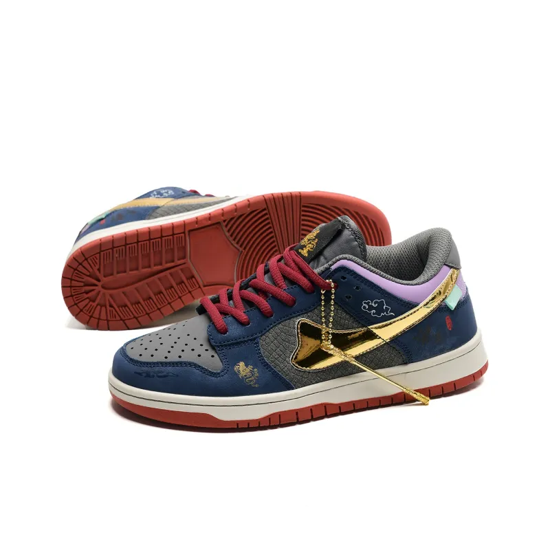 7 SEVFUN Slip Resistant Low Top Skateboard Shoes Unisex Wukong Blue-61