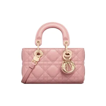 DIOR Lady D-JOY Lambskin Shoulder Bag Crossbody Bag Handbag Extra Mini Women's Light Pink