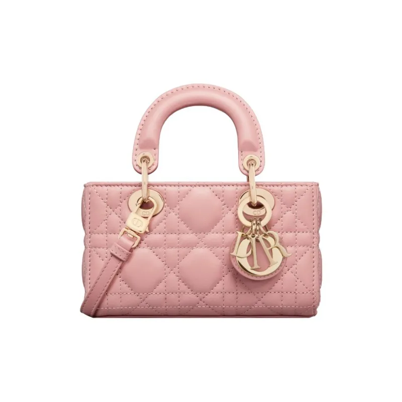 DIOR Lady D-JOY Lambskin Shoulder Bag Crossbody Bag Handbag Extra Mini Women's Light Pink-0