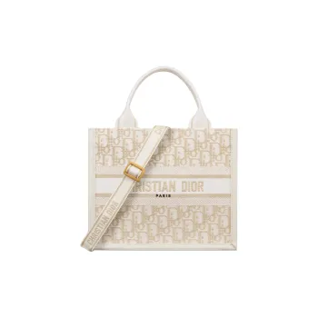 DIOR BookTote Oblique Small Handbag Women's White
