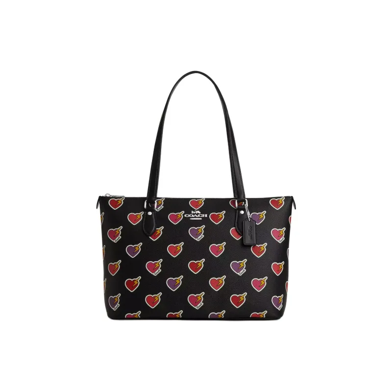 COACH Gallery Coated Canvas Tote Bag Shopping Bag Shoulder Bag Handbag Large Size Women's Black-0