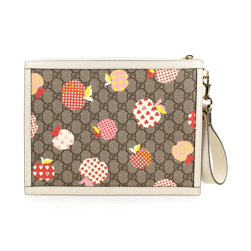 GUCCI Canvas Clutch Women's Ebony/White, Candy-2