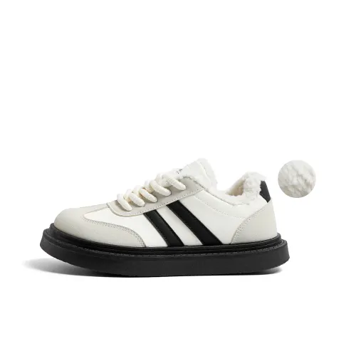 HUANQIU Warm Anti Slip And Wear Resistant Low Top Skateboard Shoes Women's Beige Black