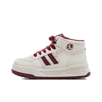 HUANQIU Anti Slip And Wear Resistant Height Increasing High Top Skateboard Shoes Women's White Red