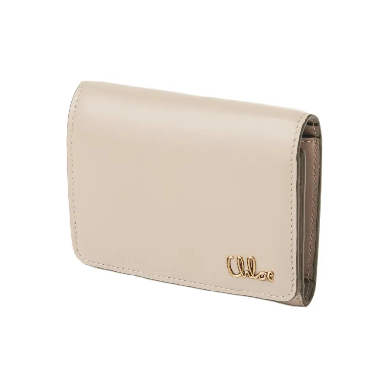 Chloe Shiny Calfskin Wallet Small Size Women's Cement Pink-1