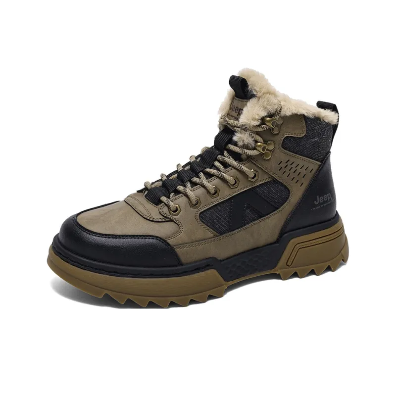 Jeep Martin Boots Men Khaki Brown Dark Gray-5