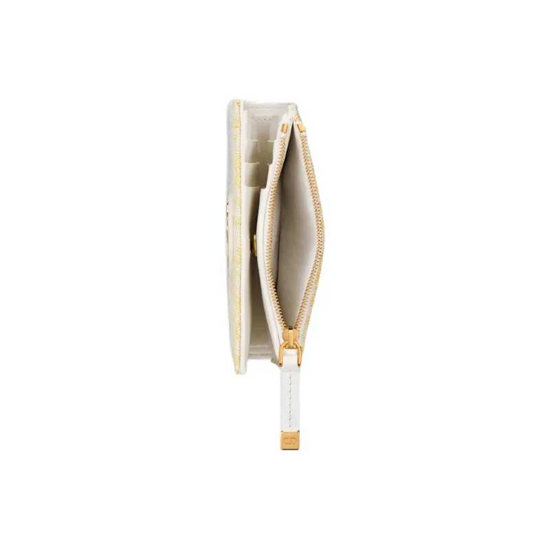 DIOR 30 Montaigne Cotton Wallet Women's Gold & White-3