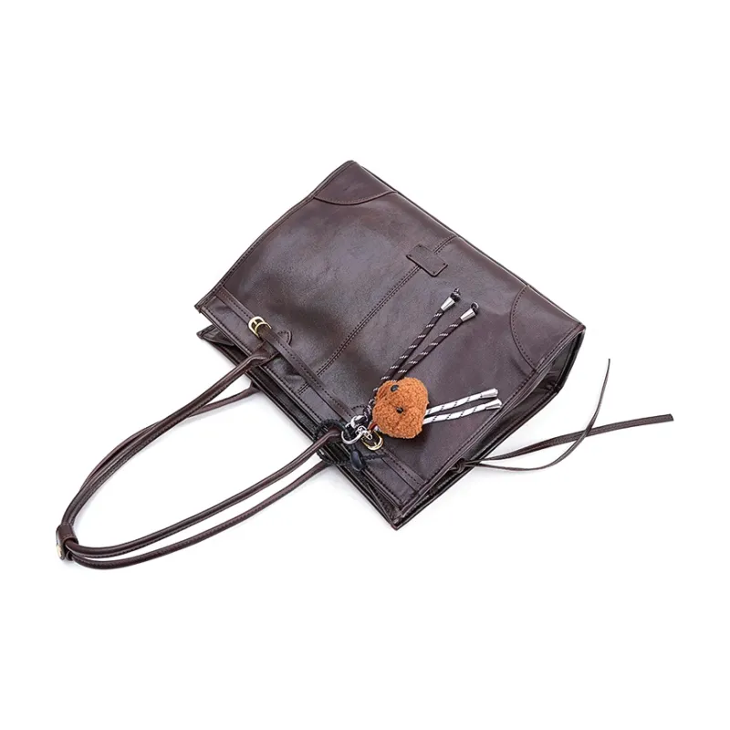 Vigno Synthetic Leather Tote Shoulder Bag Regular Women's Yellow Brown/Black/Coffee-25