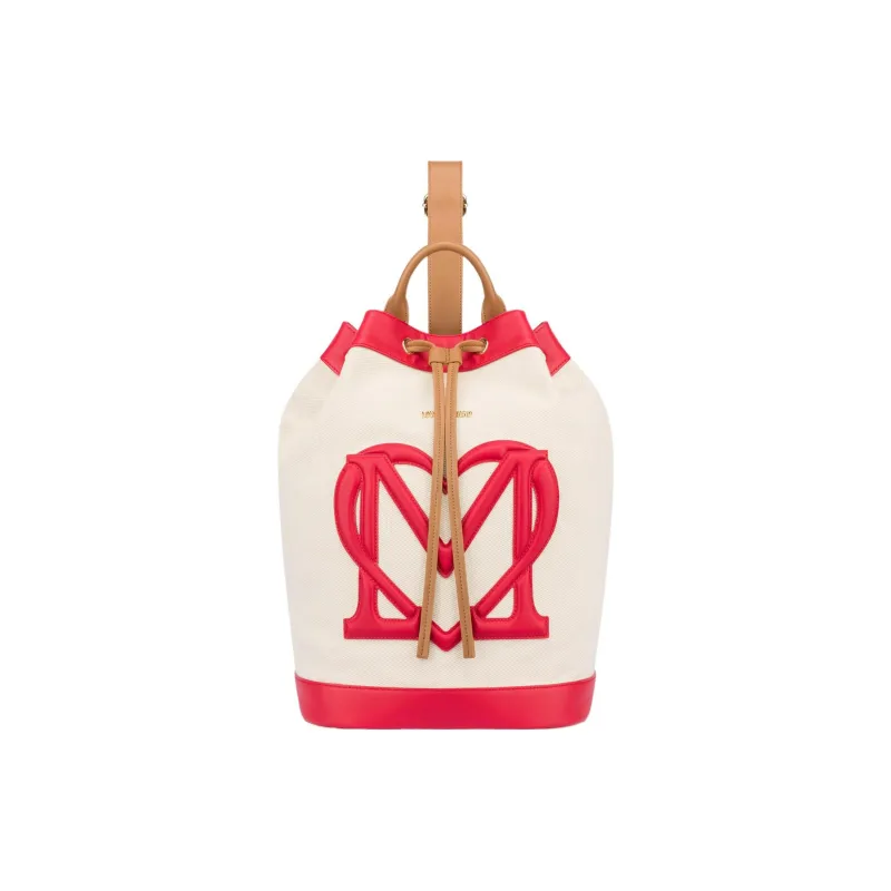 LOVE MOSCHINO Cotton Bucket Bag, Shoulder Bag, Crossbody Bag Women's Ivory White-0