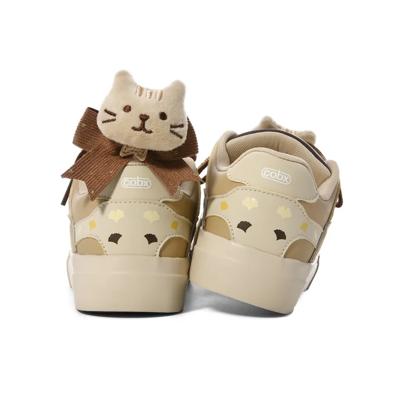 Cob Slip-Resistant Lightweight Coverage Low-Top Skateboard Shoes Women's Beige Brown-4