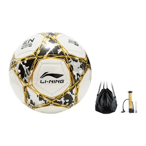 LiNing Size 5 Soccer TPU Machine Stitched Soccer Ball Unisex White Yellow