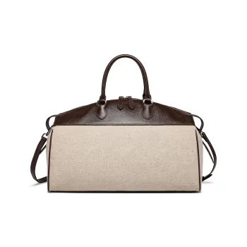 FAIRWHALE Canvas With Cow Leather Crossbody Shoulder Handbag Regular Women's Coffee/Premium Black