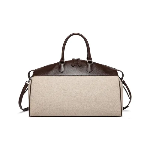 FAIRWHALE Canvas With Cow Leather Crossbody Shoulder Handbag Regular Women's Coffee/Premium Black