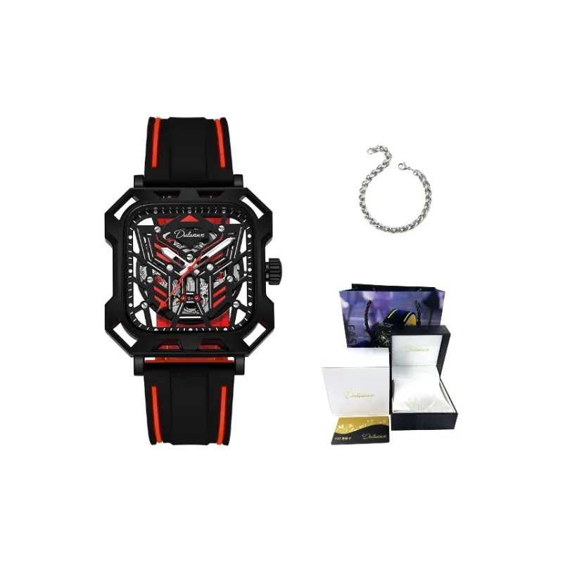 Dulunwe Space Mecha Collection Automatic Mechanical Movement Silicone Strap Watch Men's Watches Black Dial-17