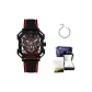 Black Case Red Dial Rubber Strap