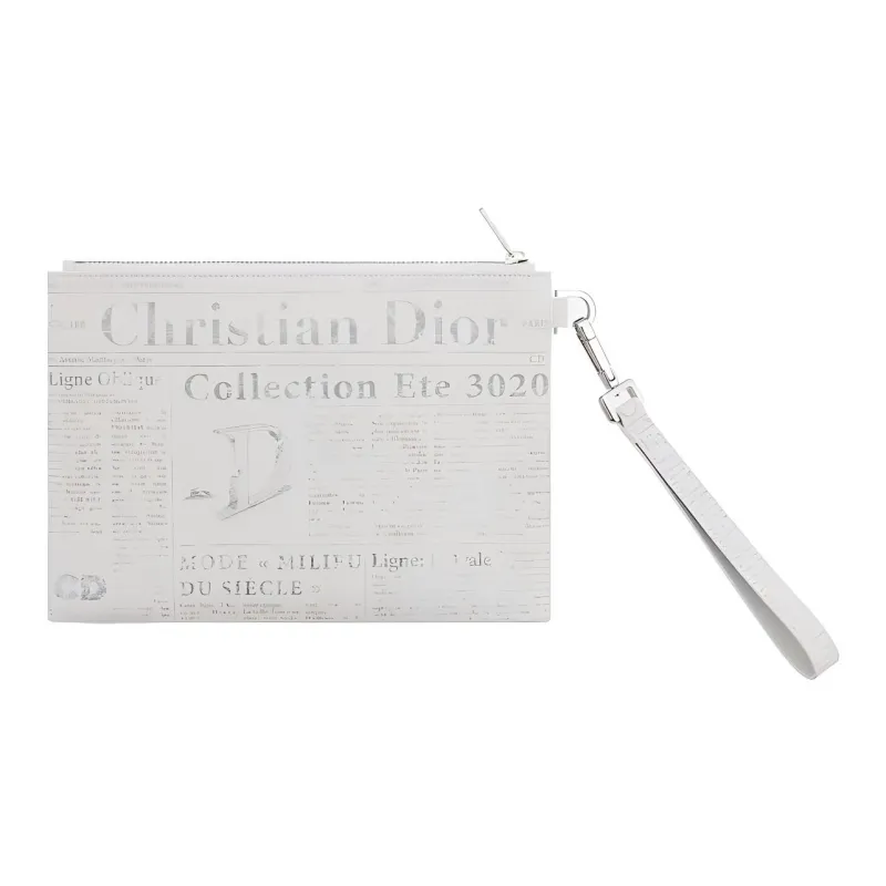 DIOR Daniel Arsham Collaboration Calfskin Clutch Men's White-3