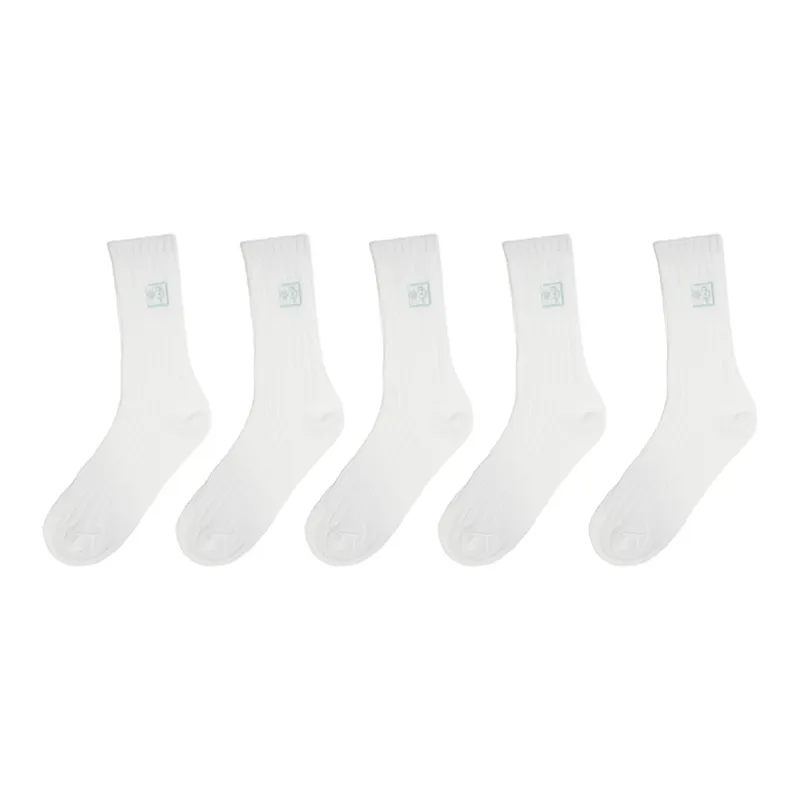 Cheemy Free Mid Calf Socks Women's 5 Pack Crystal White-0