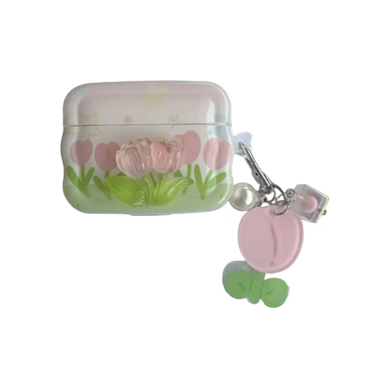 Kona Chun Compatibility With AirPods 2/Pro/3 TPU Wave Patchwork Painted 3D Effect Tulip Headphone Cases-2