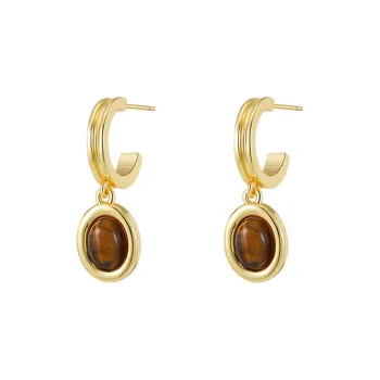 NATURALLYJOJO Tiger's Eye Stone Earrings Women's