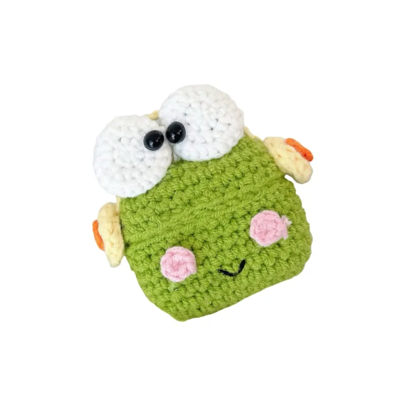 BYZ Plush Material Compatible With Apple AirPods And AirPods Pro Knitted Fabric Headphone Case Frog Shaped Earbuds-1