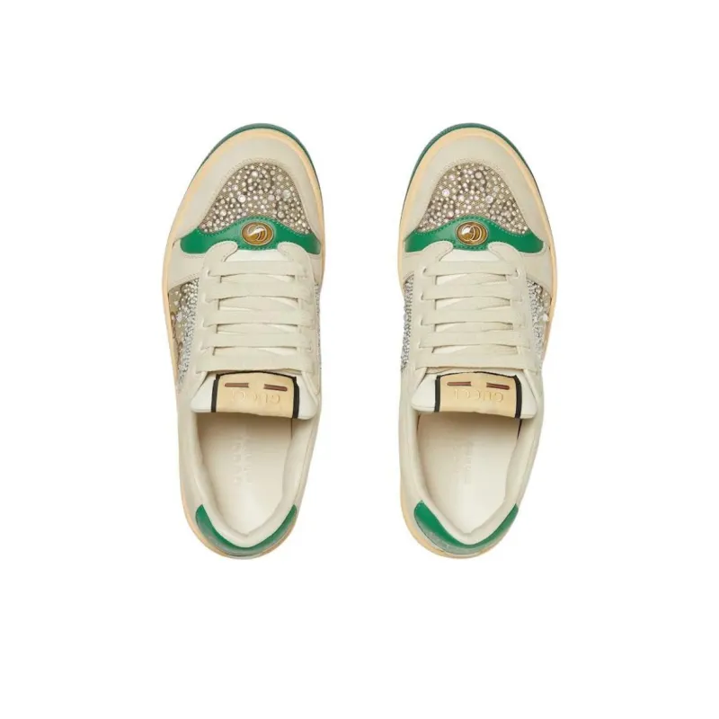 GUCCI Women's Screener 'GG Monogram Crystal Ivory Green' Women's-3