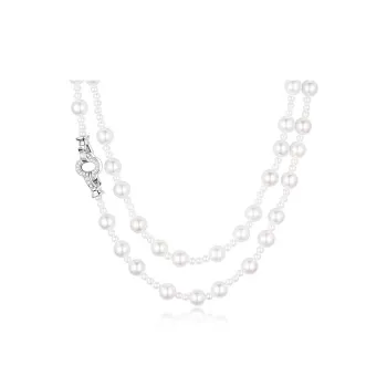 WAW Gold Plated Copper Zircon Faux Pearl Necklaces Women's