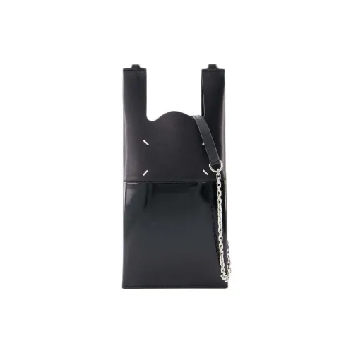 Maison Margiela Smooth Calf Leather Crossbody One Shoulder Cell Phone Pouch Unisex Black