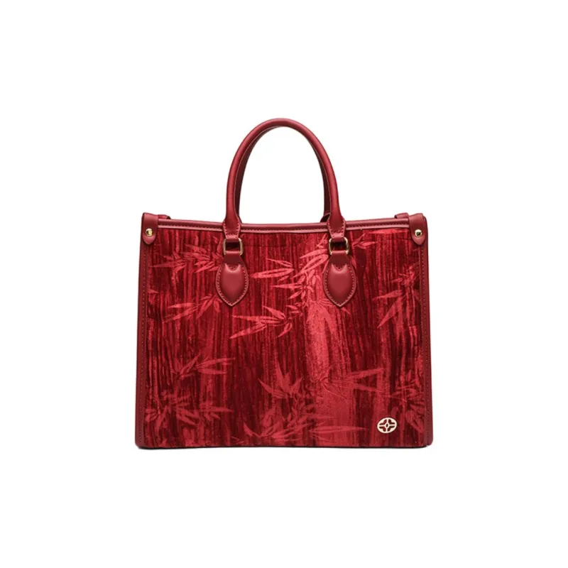 PAYOT Fabric Bonded Microfiber Synthetic Leather Handbag Large Size Women's Burgundy-0
