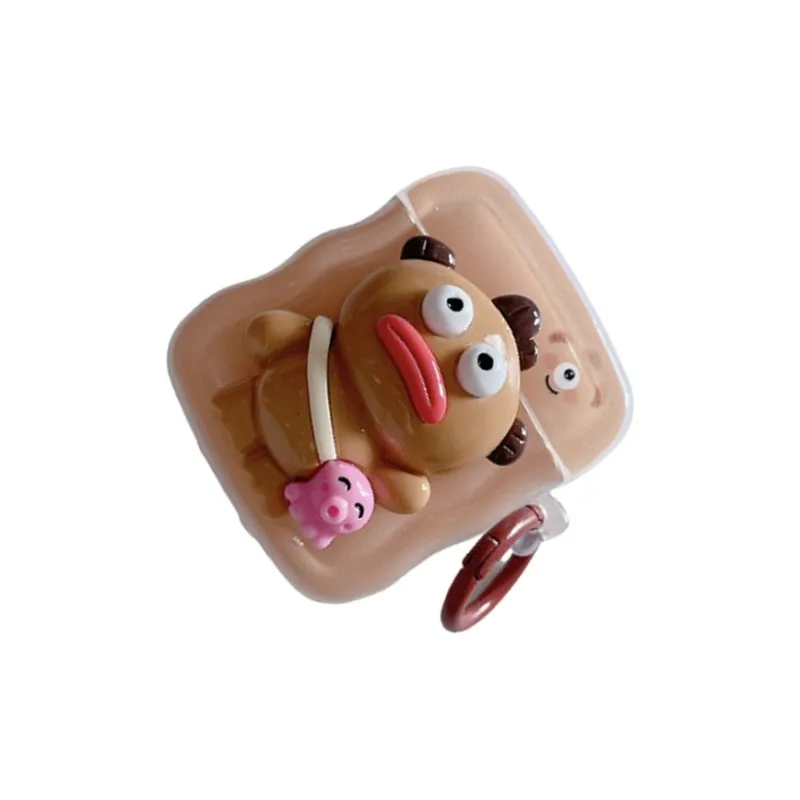 Kona Chun Compatibility With AirPods 2/Pro/3 TPU Fun 3D Effect Ugly Cute Big Mouth Fish Fully Enclosed Headphone Cases-1