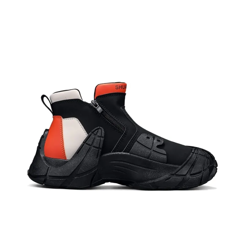 Binary Shock Absorbers With Slip Resistant And Abrasion Resistant Properties High Top Outdoor Shoes Men's Black-1