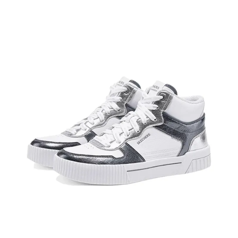 Skechers Court Classics Anti Slip Wear Resistant High Top Skateboard Shoes Women's White Black-3